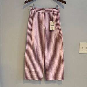 NWT Zara Girls Pink and White Striped Pants